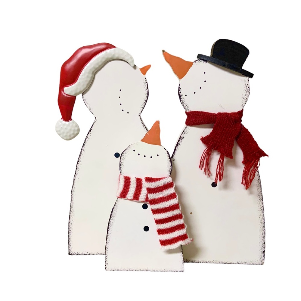 Christmas 3 Wood Snowman Family Table Decor